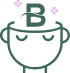Rosto sorridente com letras B